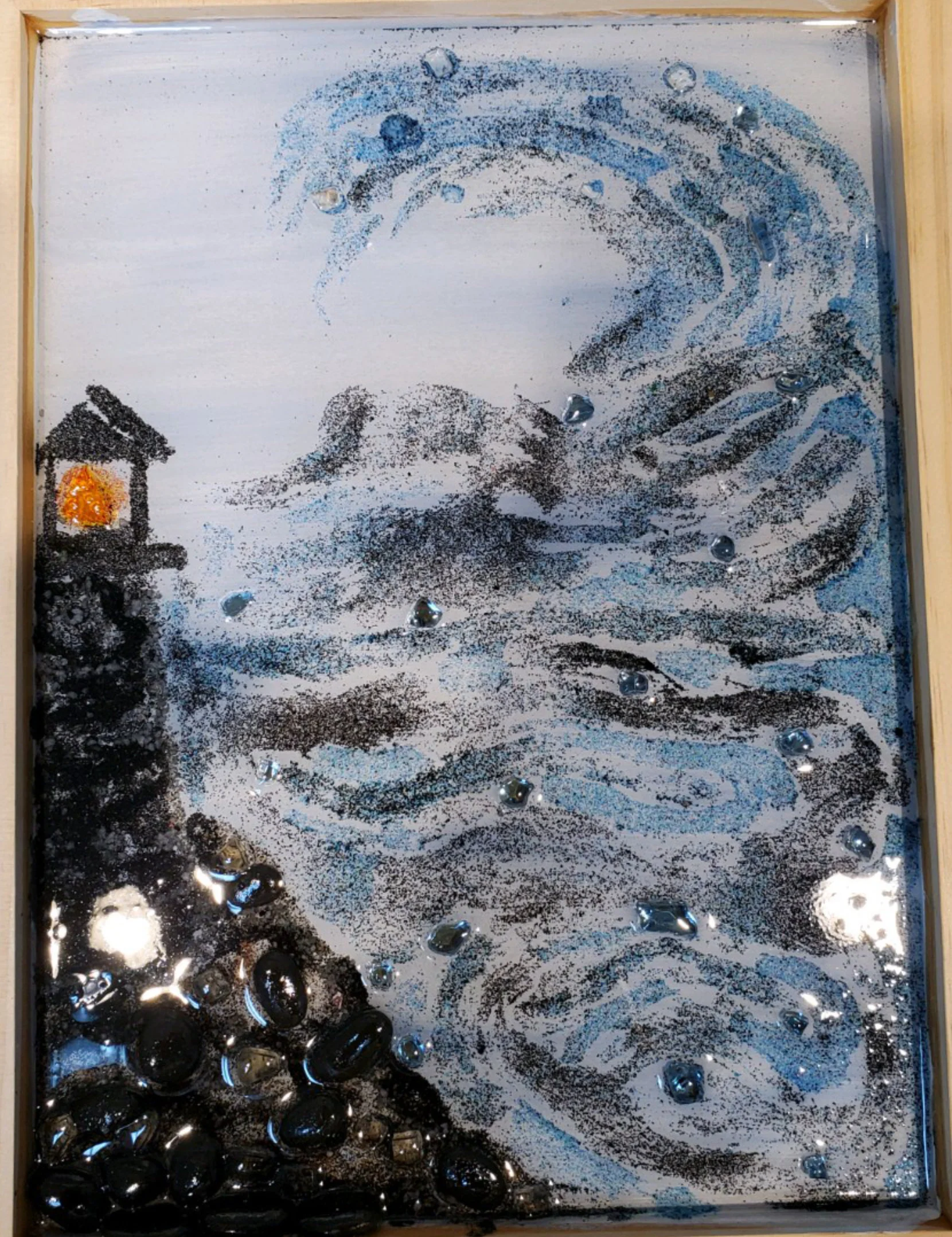 Lighthouse with big wave