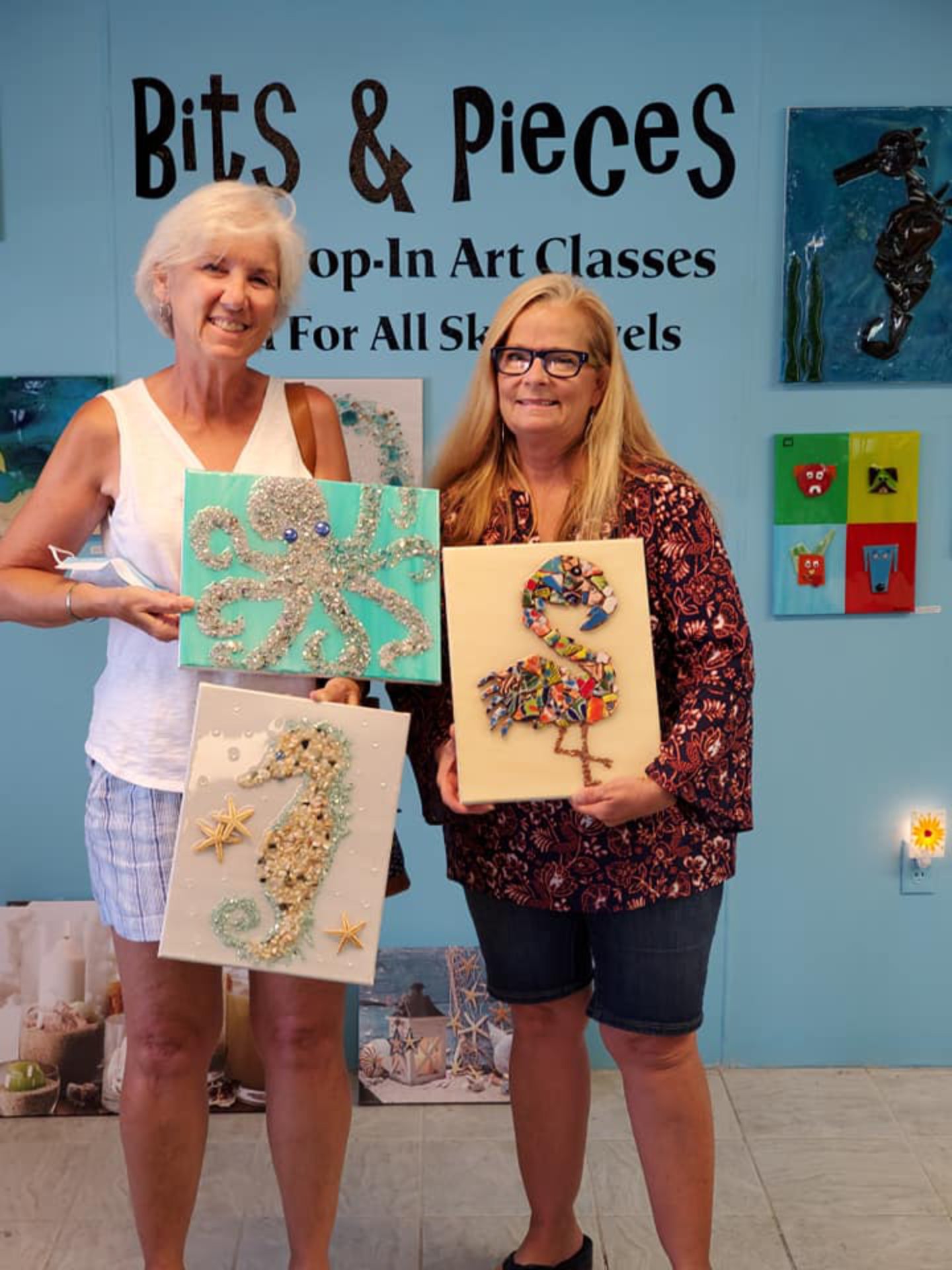 Two ladies showing work at Art of Glass on SGI